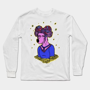 Calm Rat Girl with Space Buns Long Sleeve T-Shirt